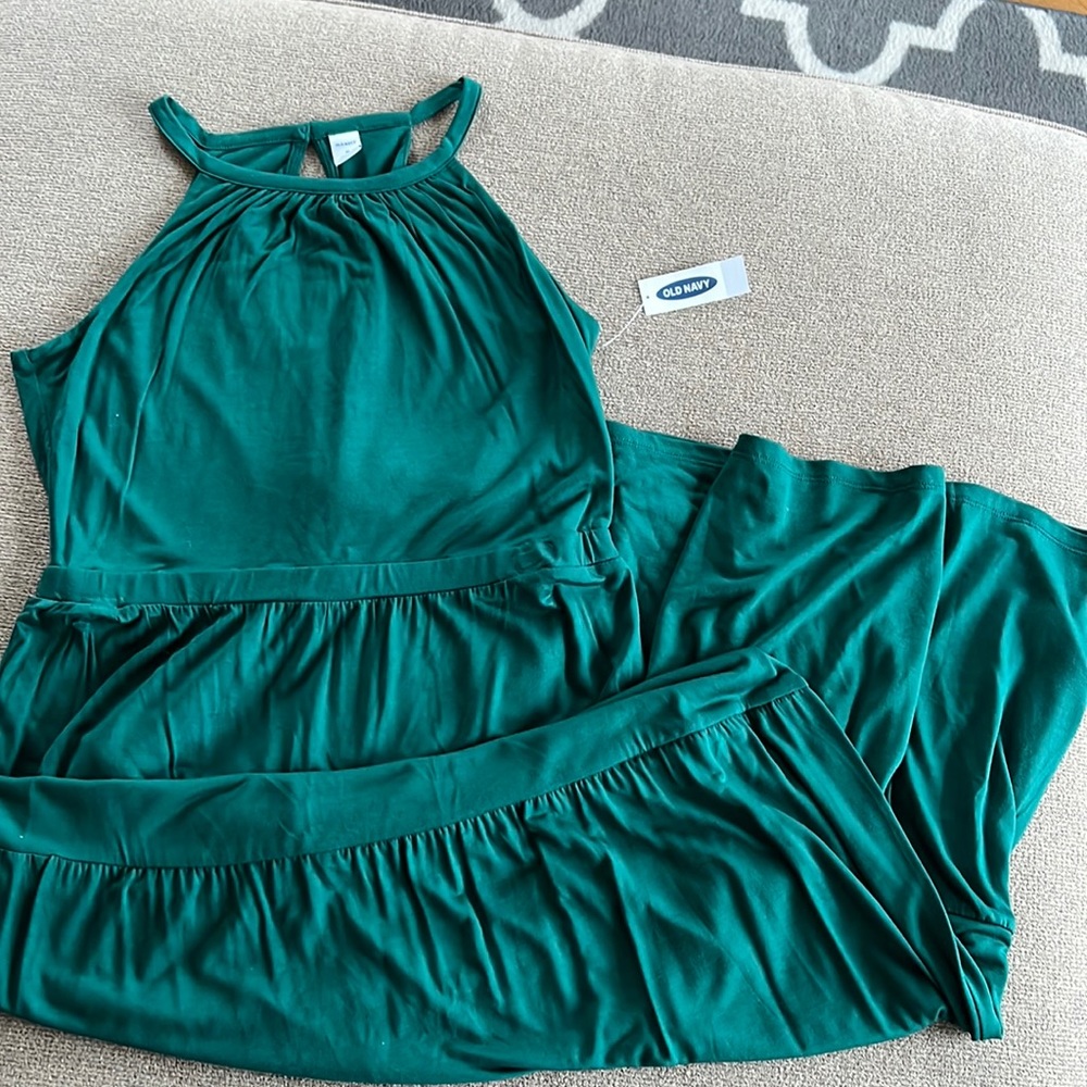 Tiered Green Maxi Dress